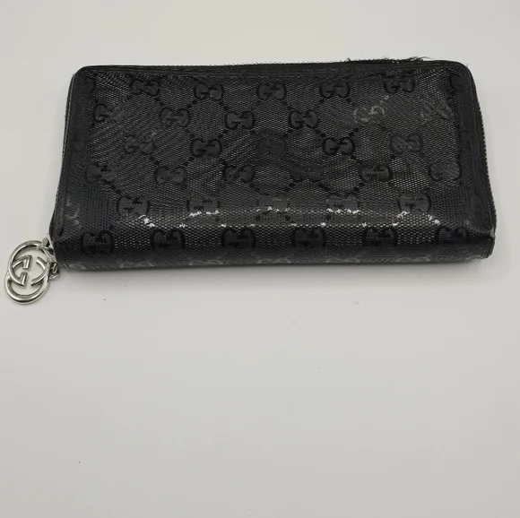 Gucci Guccissima Black GG Logo Coated Canvas Long Wallet - Picture 4 of 16